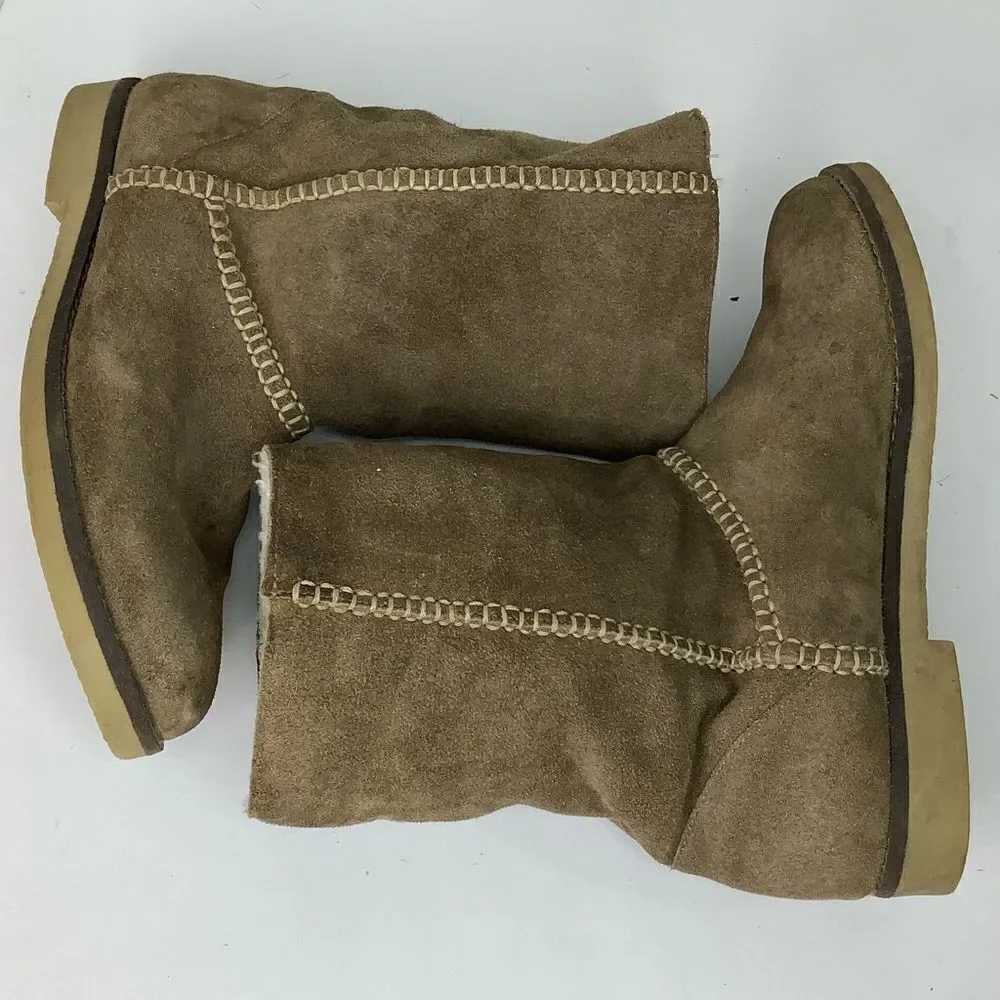 Coolway Azalea Brown Suede Fleece Lined Winter Women Mid Calf Boots Sz 38/US 7.5